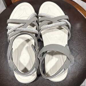 Women's Gray Strappy Comfort Sandals